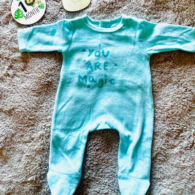 Grenouillère bébé velours bleu 0 mois 🩵👶